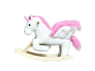 Qaba Kids Wooden Plush Ride-On Unicorn Rocking Horse Chair Toy with Sing Along Songs For Sale FREE SHIPPING